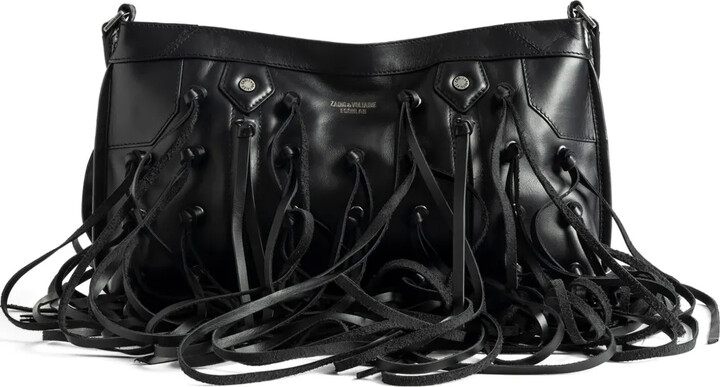 Zadig & Voltaire Leather-Fringe Clutch Bag