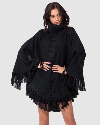 Three of Something Women's Black Jumpers - Fireside Poncho Knit - Size One Size at The Iconic