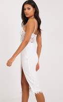 Thumbnail for your product : PrettyLittleThing Brielle Black Strappy Lace Wrap Over Midi Dress