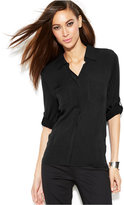 Thumbnail for your product : INC International Concepts Button-Front Roll-Tab-Sleeve Shirt