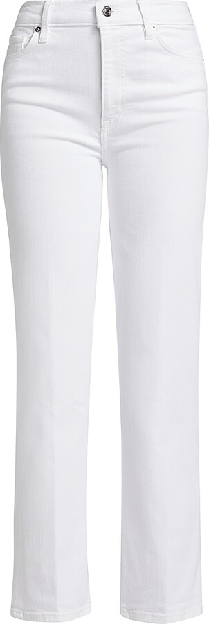 Frame Women's Le Sleek Straight High-Rise Jeans - White - Size 24