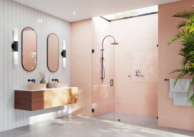 Glass Warehouse Illume 75.25 in. x 78 in. Fully Frameless Wall Hinge Shower Door