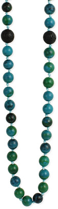 ZAD Women's Necklaces - Blue Phoenix Jasper & Black Lava Beaded Necklace