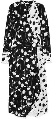Equipment Neema Asymmetric Wrap-effect Floral-print Georgette Maxi Dress - Black