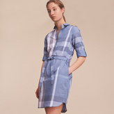 Thumbnail for your product : Burberry Tie-waist Check Cotton Shirt Dress