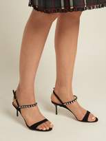 Thumbnail for your product : Miu Miu Crystal Embellished Suede Sandals - Womens - Black