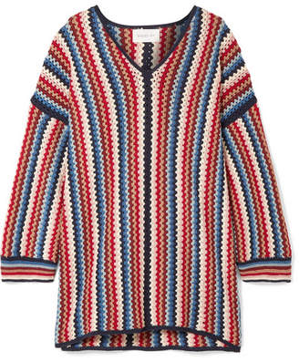 Eleven Paris SIX Marlina Crocheted Pima Cotton Tunic - Red