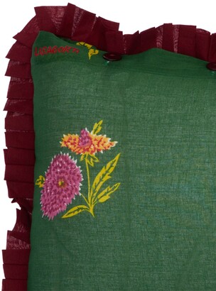 LISA CORTI Small Dhalia Design Dark Green Cushion