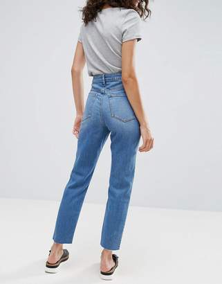 ASOS Design Farleigh High Waist Slim Mom Jeans In Pretty Mid Wash