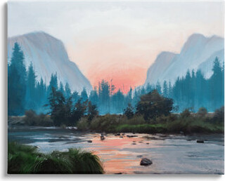 Mountain Valley Tranquil Sunset Lake Reflection by Ziwei Li - Painting