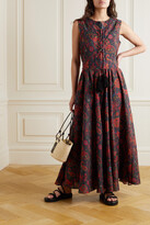 Thumbnail for your product : Fil De Vie Althea Belted Tasseled Paisley-print Voile Maxi Dress - Red
