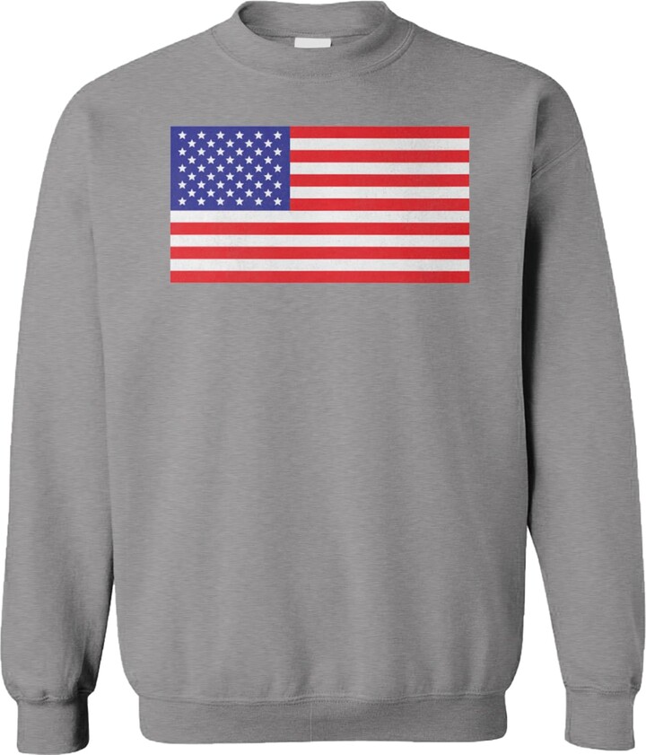Haase Unlimited USA American Flag - Patriotic United States Unisex Crewneck Sweatshirt (Light Gray