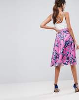 Thumbnail for your product : ASOS DESIGN Scuba Midi Prom Skirt with Scallop Hem in Floral Print