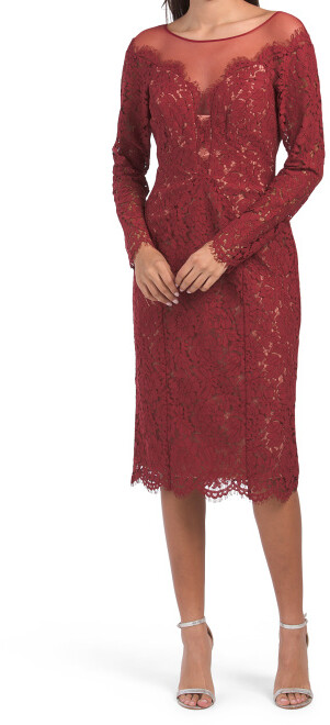 long red lace dress