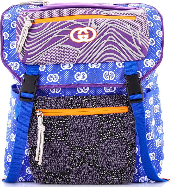 GUCCI Panelled Double Buckle Backpack GG Jacquard Nylon and Rubber Large
