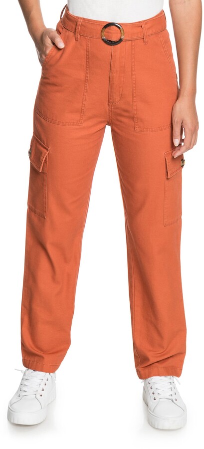 orange cargo trousers womens