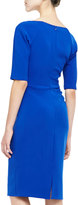 Thumbnail for your product : Lela Rose Deedie 3/4-Sleeve Side Ruched Dress, Cobalt