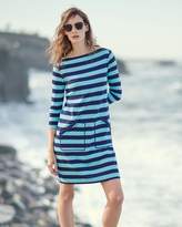 Thumbnail for your product : Joan Vass 3/4-Sleeve Striped Cotton Shift Dress, Petite