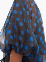 Thumbnail for your product : Lee Mathews Mathews - Rayne Puff-sleeve Polka-dot Organza Mini Dress - Black Navy