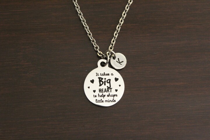 Etsy It Takes A Big Heart To Help Shape Little Minds Necklace-Teacher Gift-#1 Teacher Inspire-Teacher Appreciation Week - I/B/H