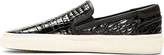 Thumbnail for your product : Saint Laurent Black Leather Croc-Embossed Slip On Skate Sneakers