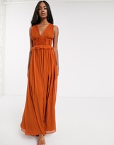 Thumbnail for your product : ASOS DESIGN pleat bodice maxi dress with raw edge detail