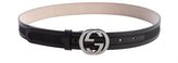 Thumbnail for your product : Gucci black leather trimmed GG canvas accent skinny belt