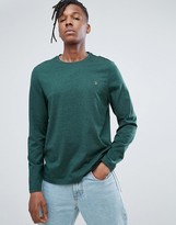Thumbnail for your product : Farah Denny Slim Fit Long Sleeve Logo T-Shirt In Green Marl