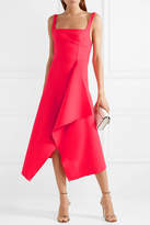 Thumbnail for your product : Dion Lee Asymmetric Stretch Wool-blend Midi Dress - Bright pink