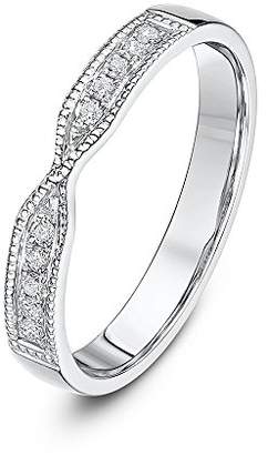 Theia 9ct White Gold 0.1ct Diamond Set 3mm Twist Wedding Ring - Size Q