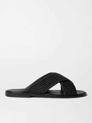 Manolo Blahnik Siracusa Leather Flip Flops in Black for Men Mens Shoes Sandals slides and flip flops 