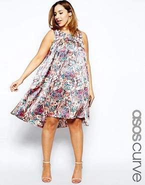 ASOS Curve CURVE Exclusive Swing Dress With Split Front In Paisley