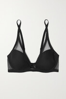 Thumbnail for your product : Journelle Victoire Tulle And Stretch-jersey Underwired Plunge Bra - Black