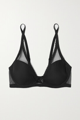 Journelle Victoire Tulle And Stretch-jersey Underwired Plunge Bra - Black