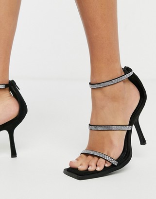 NA-KD embellished strappy heels in black