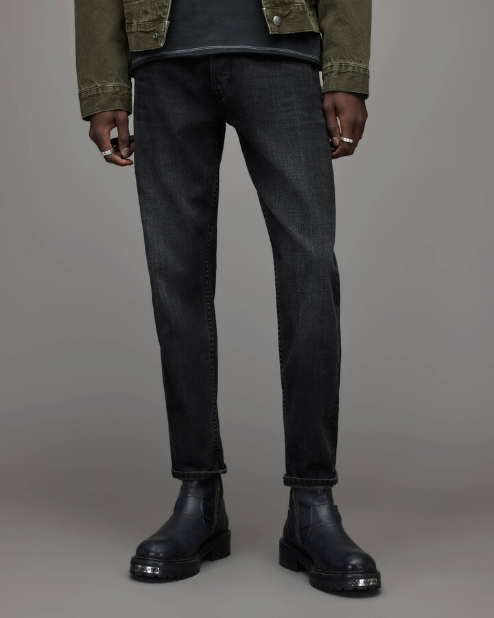AllSaints Jack Selvedge Cropped Tapered Jeans - Jet Black - ShopStyle