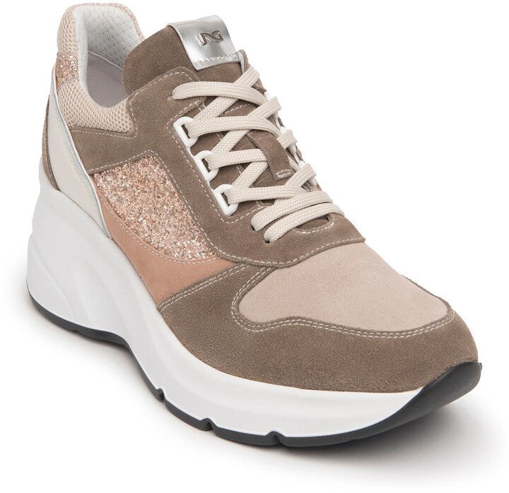 blush sneaker wedges