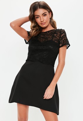 Missguided Black Lace Crop Cami Mini Dress