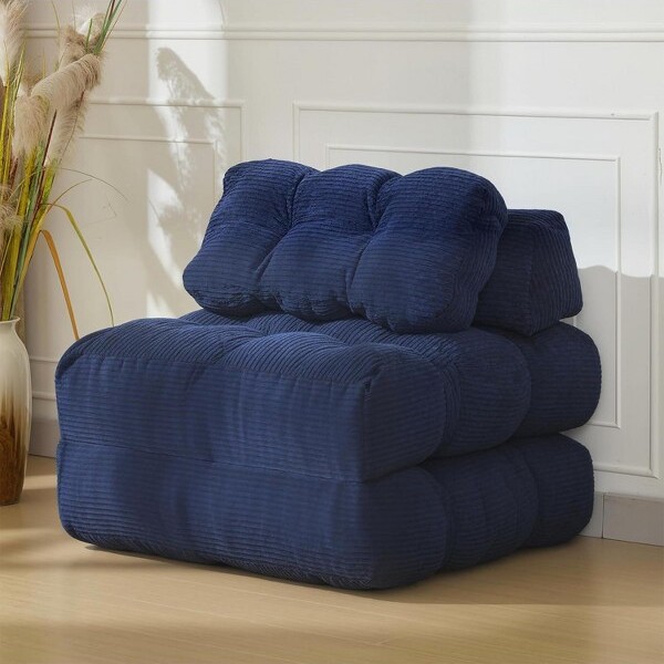Coolmee FoldingSofaBed2-PackSingleConvertibleSleeperChairwithPillowErgonomicBackSupportFloorSofaLoungeforLivingRoomBedroomBlue