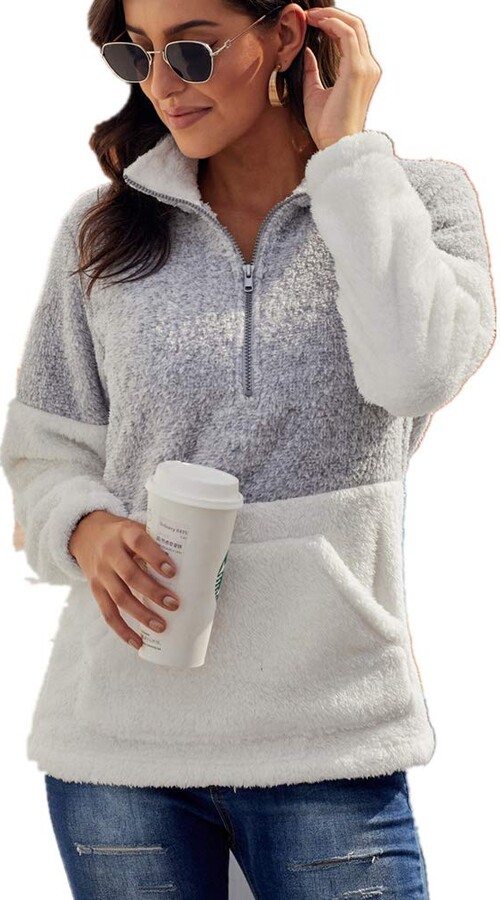 light grey sherpa pullover