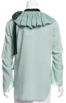 Thumbnail for your product : Chloé 2016 Velvet-Trimmed Silk Top w/ Tags