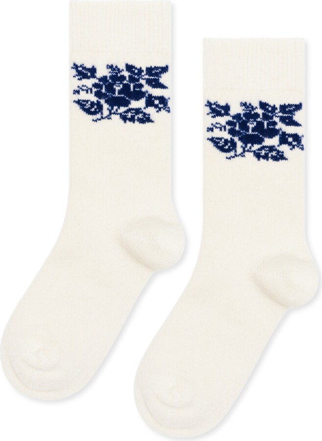 Hansel from Basel Floral Merino Wool & Recycled Cashmere Blend Crew Socks
