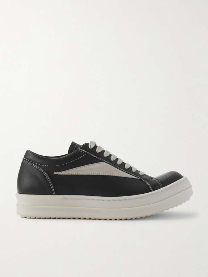 Rick Owens Vintage Suede-trimmed Leather Sneakers - Black