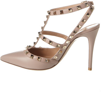 Valentino Rockstud Caged 100 Leather Ankle Strap Pump