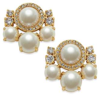 Kate Spade Rose Gold-Tone Imitation Pearl and Crystal Cluster Earrings