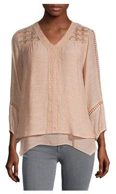 Style&Co. Style & Co. Embroidered Lace Asymmetrical Blouse