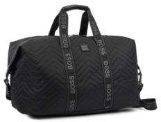 BOSS Nylon holdall with thermo-stitched quilting and detachable strap