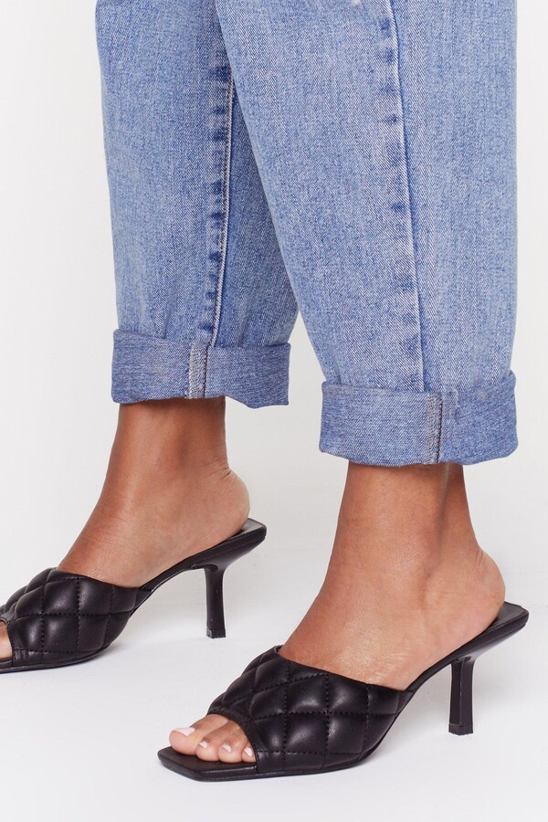 black leather mules low heel