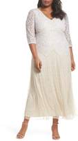 Thumbnail for your product : Pisarro Nights Beaded V-Neck Lace Illusion Gown (Plus Size)