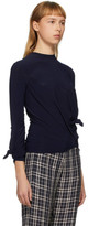 Thumbnail for your product : Rokh Navy Knotted Long Sleeve T-Shirt